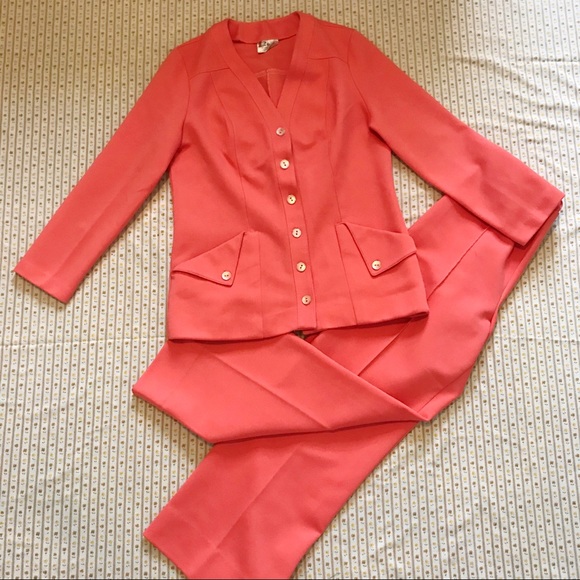 Vintage Pants - Peachy 70s Suit Set Large